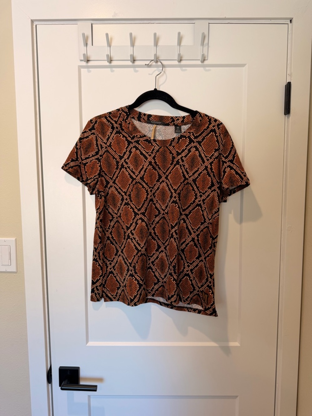 Scotch and Soda Brown Snake Print Short Sleeve Women's Top